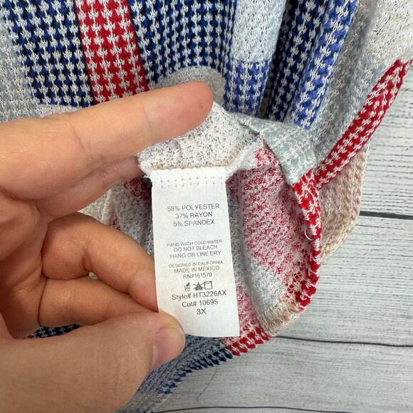 Haptics Plus Size Blue Red White Knit USA Sleeveless Top Size 3X - Picture 5 of 7